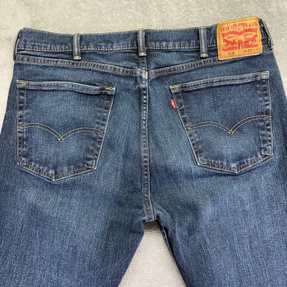 Levi Strauss 505 Mens Jeans‎ Dark Wash Straight Fit Size 38x30